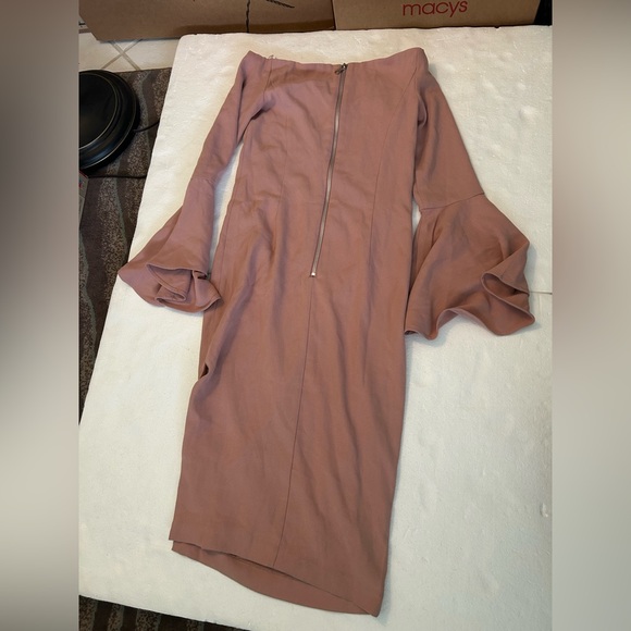 Bardot solange off the shoulder midi dress sheath flare sleeves - Picture 11 of 13